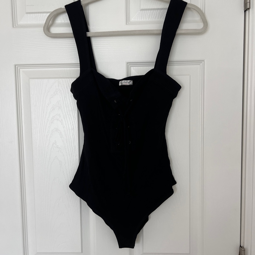 Intimately Free People Black Leotard